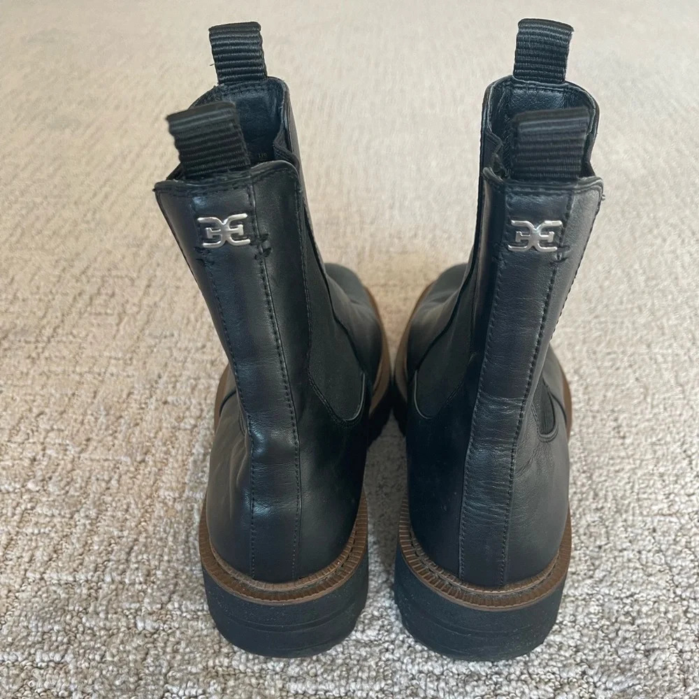 Sam Edelman Laguna Chelsea Boot, Lug Sole, Black Leather, Weatherproof, Sz 9.5 M - Picture 6 of 14